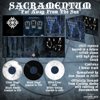 SACRAMENTUM - Far away from the sun LP trifold clear black smoke galaxy
